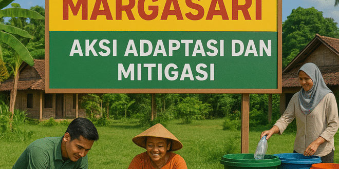 Warga Dusun Margasari sedang melakukan aksi pengelolaan sampah, menanam pohon, dan mendaur ulang sebagai bagian dari Program Kampung Iklim (ProKlim)