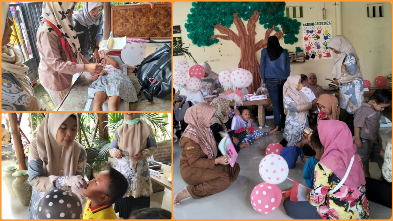 Kader posyandu memberikan vitamin A kepada balita di Desa Margasari